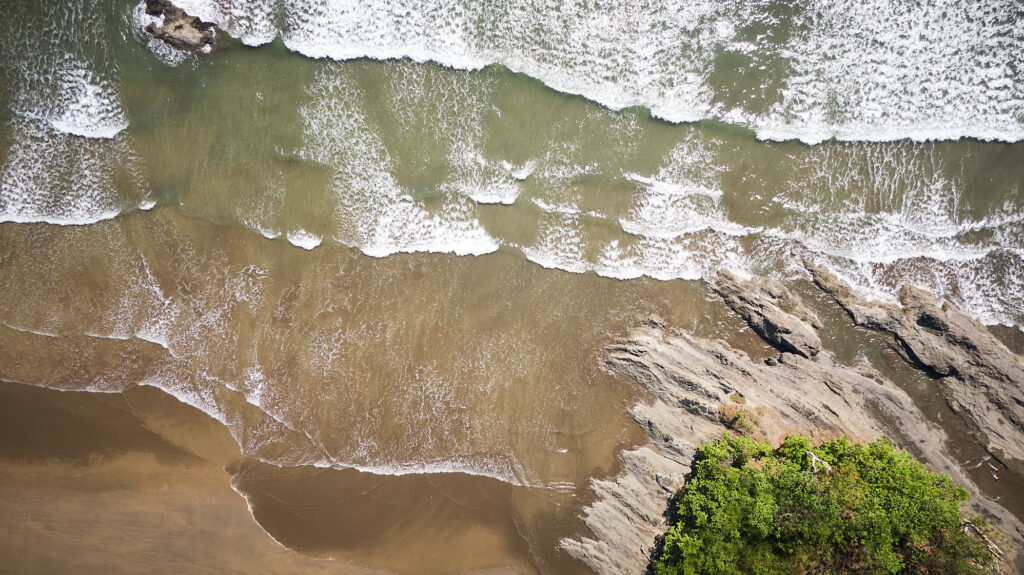 Drone aerial shot of the Costa Rica coastline