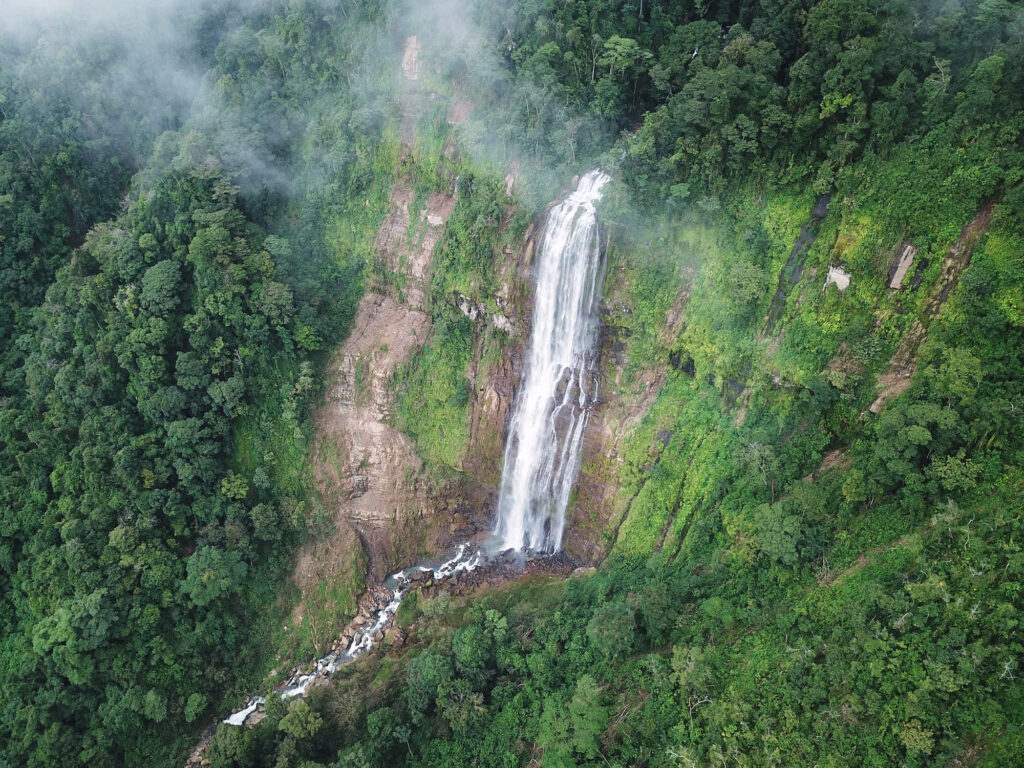 Aerial drone shot over a Costa Rica nature reserve