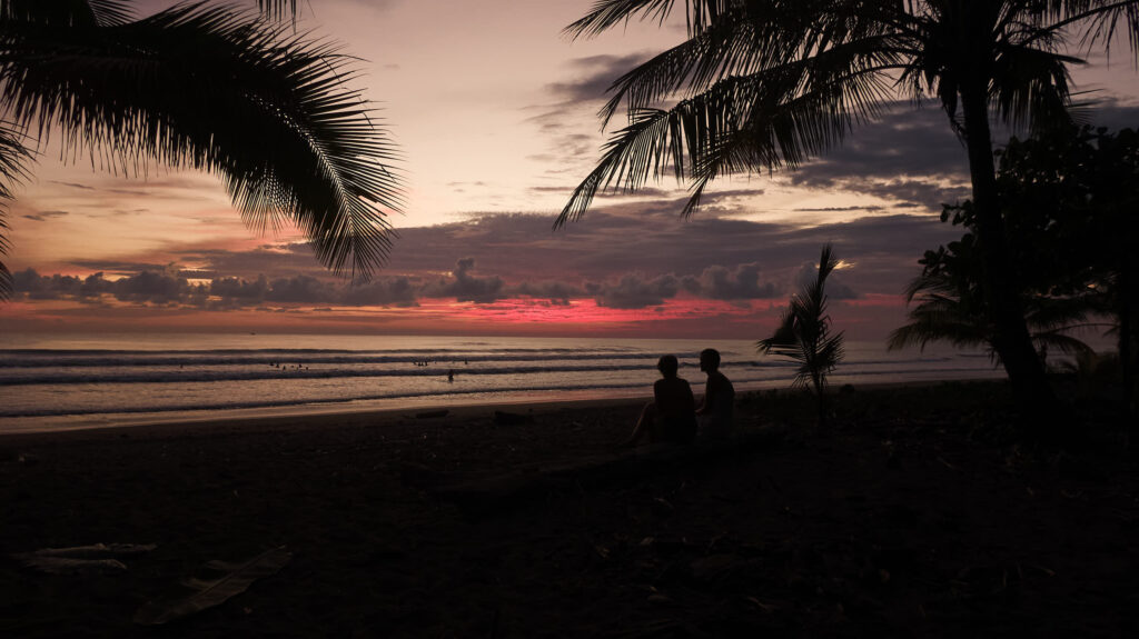 Aerial drone view of Costa Rica ocean coast